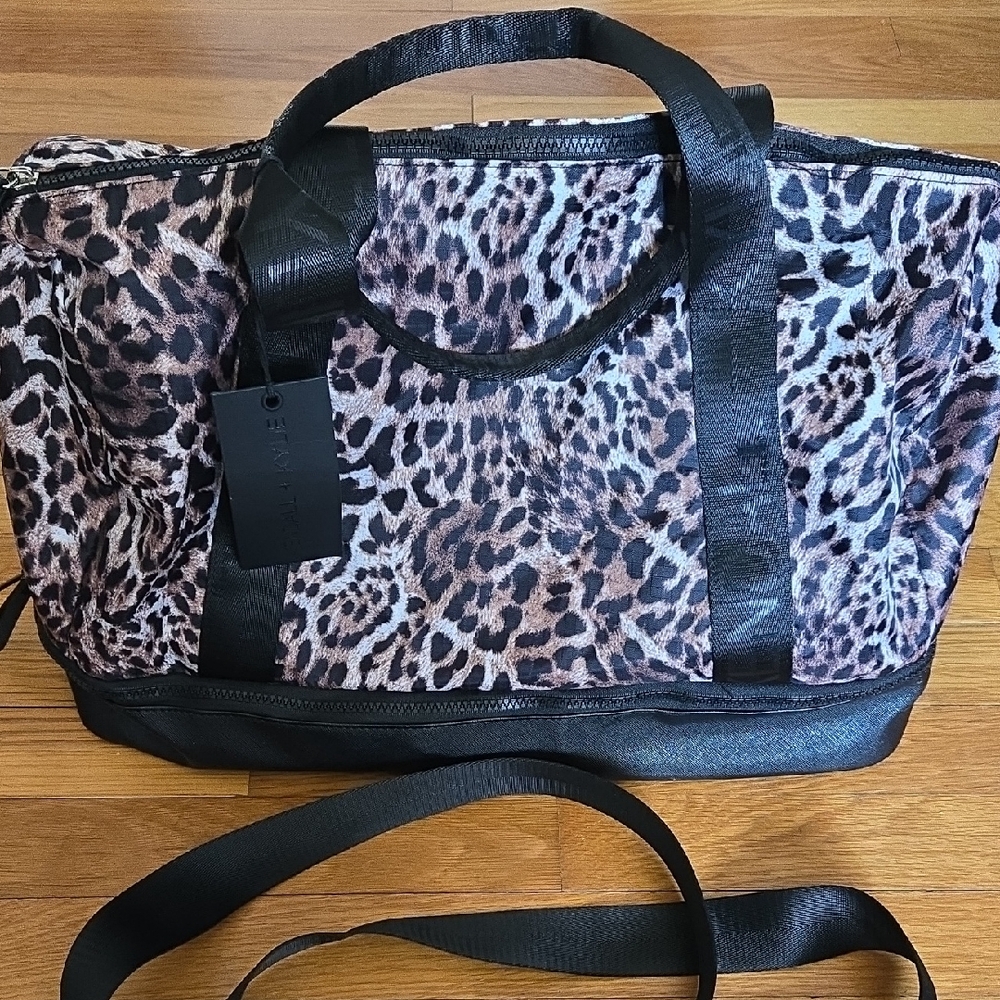 Kendall & Kylie Leopard Print Travel Bag with Black Accents